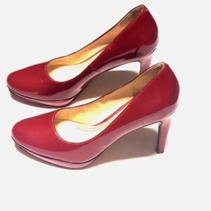 Cole Haan Red Patent Leather Pumps Chelsea Closed Toe Dress Heels Women's Sz 7 B